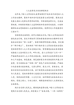 人大监督亮点经验典型做法.docx