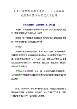 多篇汇编2024年群众身边不正之风和腐败问题集中整治的交流发言材料.docx