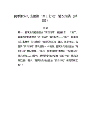 (八篇)夏季治安打击整治“百日行动”情况报告3（精选）.docx