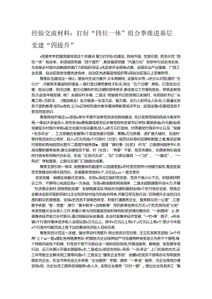 经验交流材料：打好“四位一体”组合拳 推进基层党建“四提升”.docx