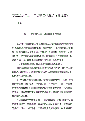 支部2024年上半年党建工作总结（共15篇）.docx