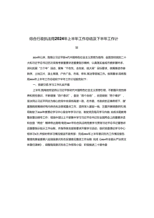 综合行政执法局2024年上半年工作总结及下半年工作计划.docx