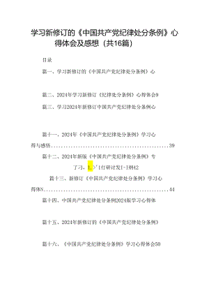 （16篇）学习新修订的《中国共产党纪律处分条例》心得体会及感想范文.docx