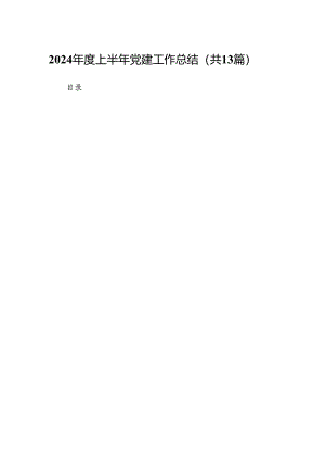 2024年度上半年党建工作总结13篇（精选）.docx