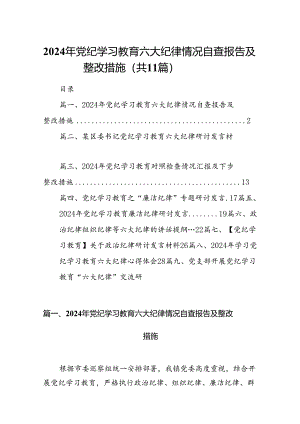 （11篇）2024年党纪学习教育六大纪律情况自查报告及整改措施（最新版）.docx