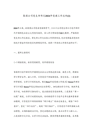 集团公司党支部书记2024年党建工作总结.docx