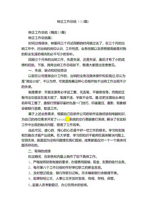 转正工作总结（33篇）.docx