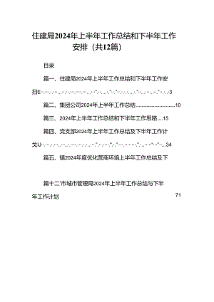 住建局2024年上半年工作总结和下半年工作安排（共12篇）.docx