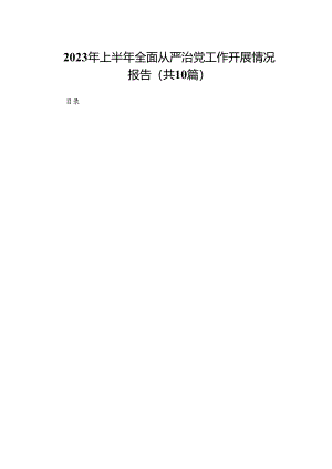 2024年上半年全面从严治党工作开展情况报告10篇供参考.docx