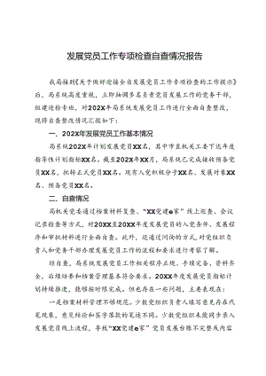 发展党员工作专项检查自查情况报告.docx