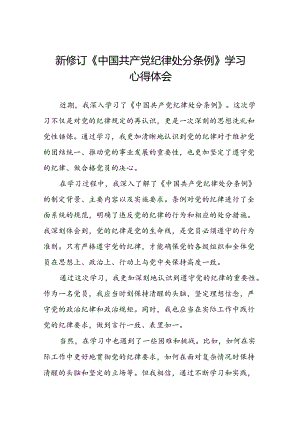 关于学习《2024新修订中国共产党纪律处分条例》研讨发言稿二十七篇.docx