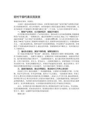驻村干部代表交流发言.docx