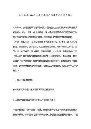 区气象局2024年上半年工作总结及下半年工作谋划.docx