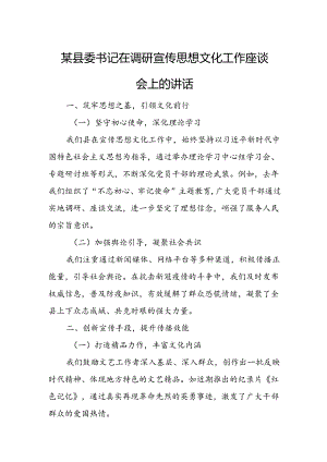 某县委书记在调研宣传思想文化工作座谈会上的讲话.docx