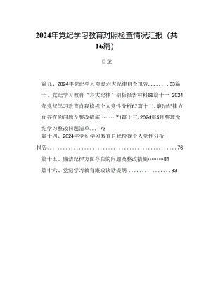 2024年党纪学习教育对照检查情况汇报16篇供参考.docx