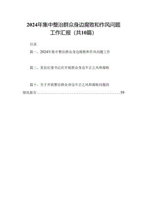 （10篇）2024年集中整治群众身边腐败和作风问题工作汇报合集.docx
