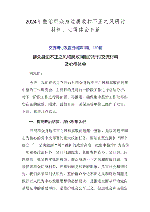 2024年整治群众身边腐败和不正之风研讨材料、心得体会多篇.docx