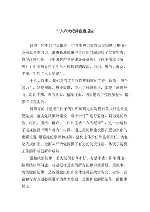 (11篇)个人六大纪律自查报告（最新版）.docx