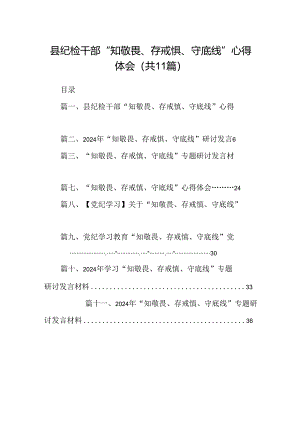 （11篇）县纪检干部“知敬畏、存戒惧、守底线”心得体会范文.docx