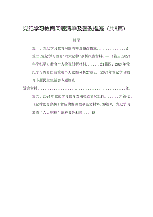 党纪学习教育问题清单及整改措施8篇供参考.docx