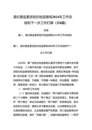 (八篇)县纪委监委派驻纪检监察组2024年工作总结和下一步工作打算范文.docx