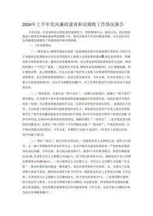 2024年上半年党风廉政建设和反腐败工作情况报告.docx