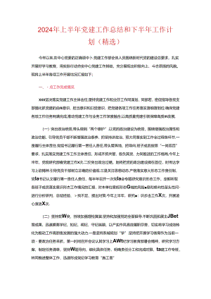 2024年上半年党建工作总结和下半年工作计划（精选）.docx
