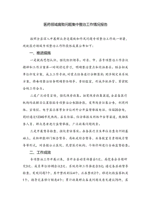 （8篇）2024医药领域腐败问题集中整治工作情况报告范文.docx