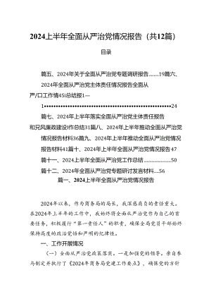 2024上半年全面从严治党情况报告12篇供参考.docx