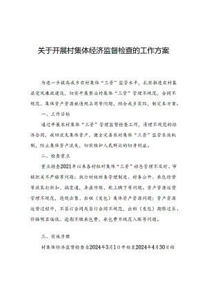 关于开展村集体经济监督检查的工作方案.docx