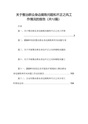 关于整治群众身边腐败问题和不正之风工作情况的报告12篇（详细版）.docx
