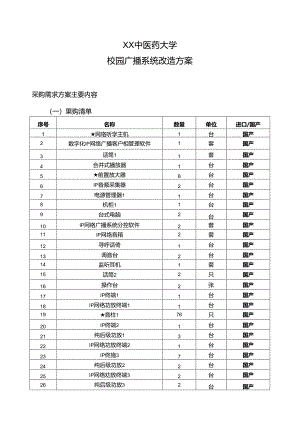 XX中医药大学校园广播系统改造方案（2024年）.docx