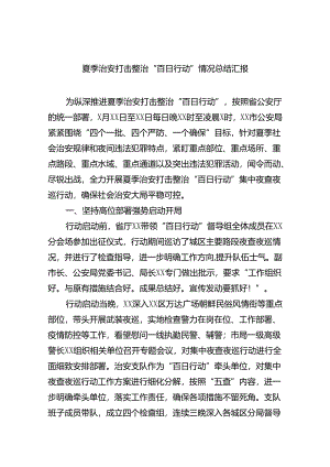 2024夏季治安打击整治“百日行动”情况总结汇报精选（共六篇）.docx
