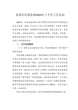 某某区纪委监委2024年上半年工作总结.docx