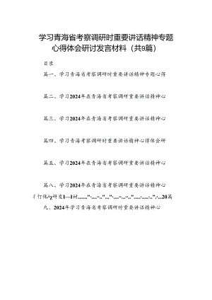 9篇学习青海省考察调研时重要讲话精神专题心得体会研讨发言材料（最新版）.docx