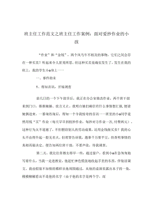 班主任工作范文班主任工作案例：面对爱抄作业的孩子.docx