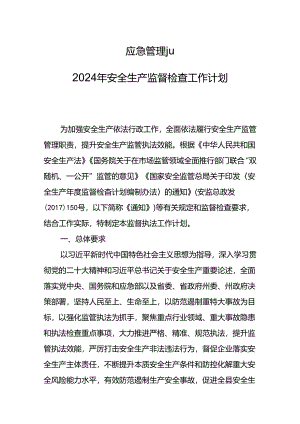 应急管理安全生产监督检查工作计划.docx