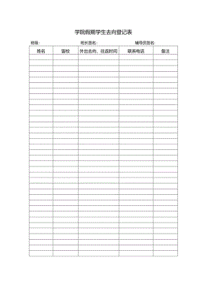 学院假期学生去向登记表.docx
