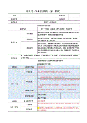 新入司大学生培训规划（第一阶段）.docx