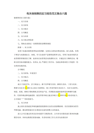 有关做销售的实习报告范文集合六篇.docx