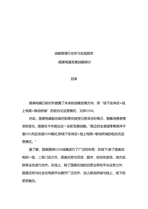 战略管理行动学习实践报告—国美电器发展战略探讨分析研究 工商管理专业.docx