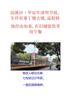 浣溪沙-甲辰年清明节前生玲有事丁堰古镇返程特地经由如皋在旧城饭馆里用午餐.docx
