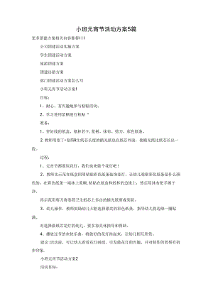 小班元宵节活动方案5篇.docx