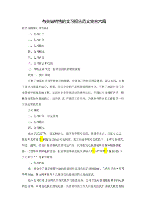 有关做销售的实习报告范文集合六篇.docx