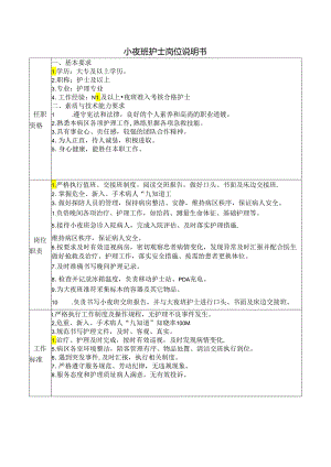 小夜班护士岗位说明书.docx