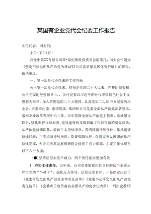 某国有企业党代会纪委工作报告.docx