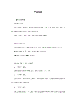 小说阅读分析知识点+答题方法+例题精讲.docx