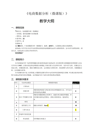 电商数据分析（微课版）教学大纲教案.docx
