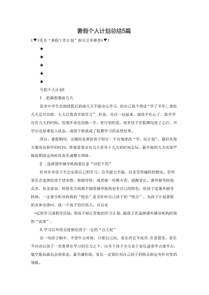 暑假个人计划总结5篇.docx