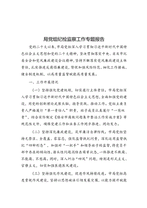 局党组纪检监察工作专题报告.docx